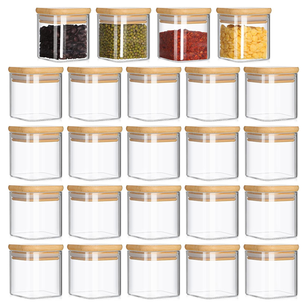 Food Storage Glass Container Set - 4oz 6Packs Glasgefäße Set mit minimalistischen