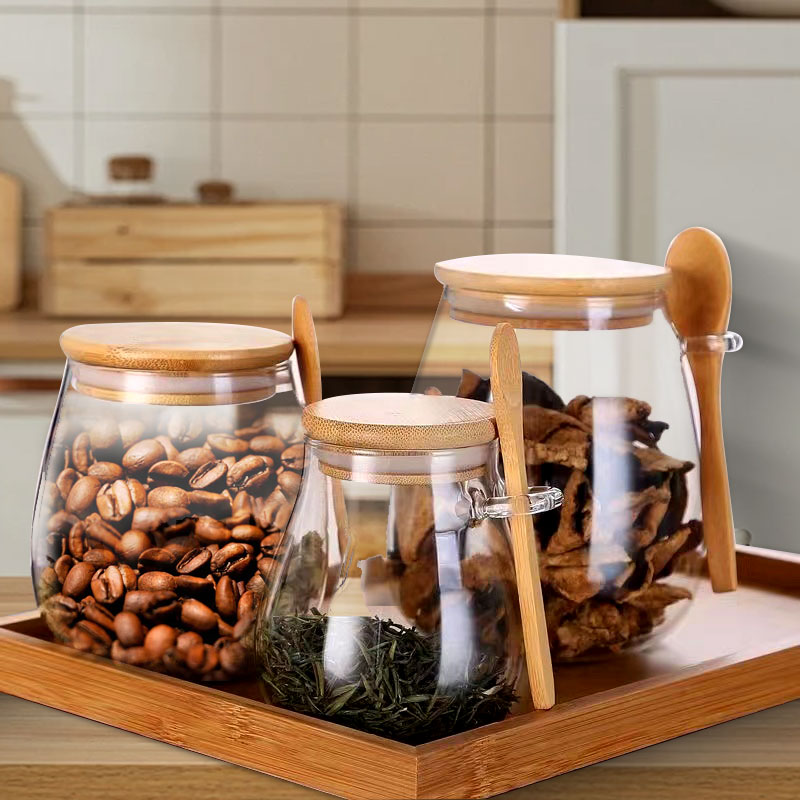 Food Storage Glass Container Set - 34-Unzen-Verglas aus versiegeltem Glas mit Löffel