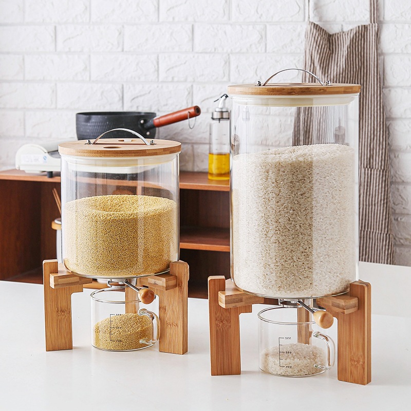 Food Storage Glass Containers Large - Großer, handgefertigter Reisglas-Aufbewahrungsbehälter aus Borosilikat für