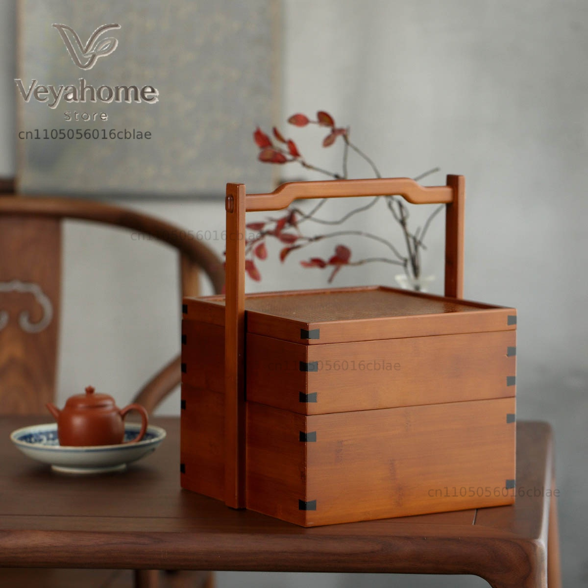 Food Storage Without Plastic - Bambus-Teeservice-Aufbewahrungsbox im chinesischen Stil, doppellagiger Korb,