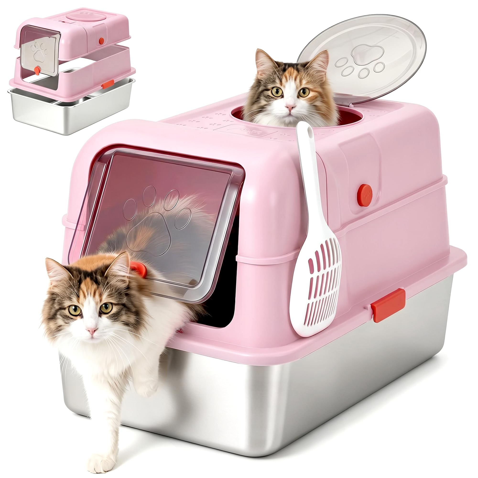 Food Storage Xl - Geschlossene Katzentoilette aus Edelstahl mit Deckel,