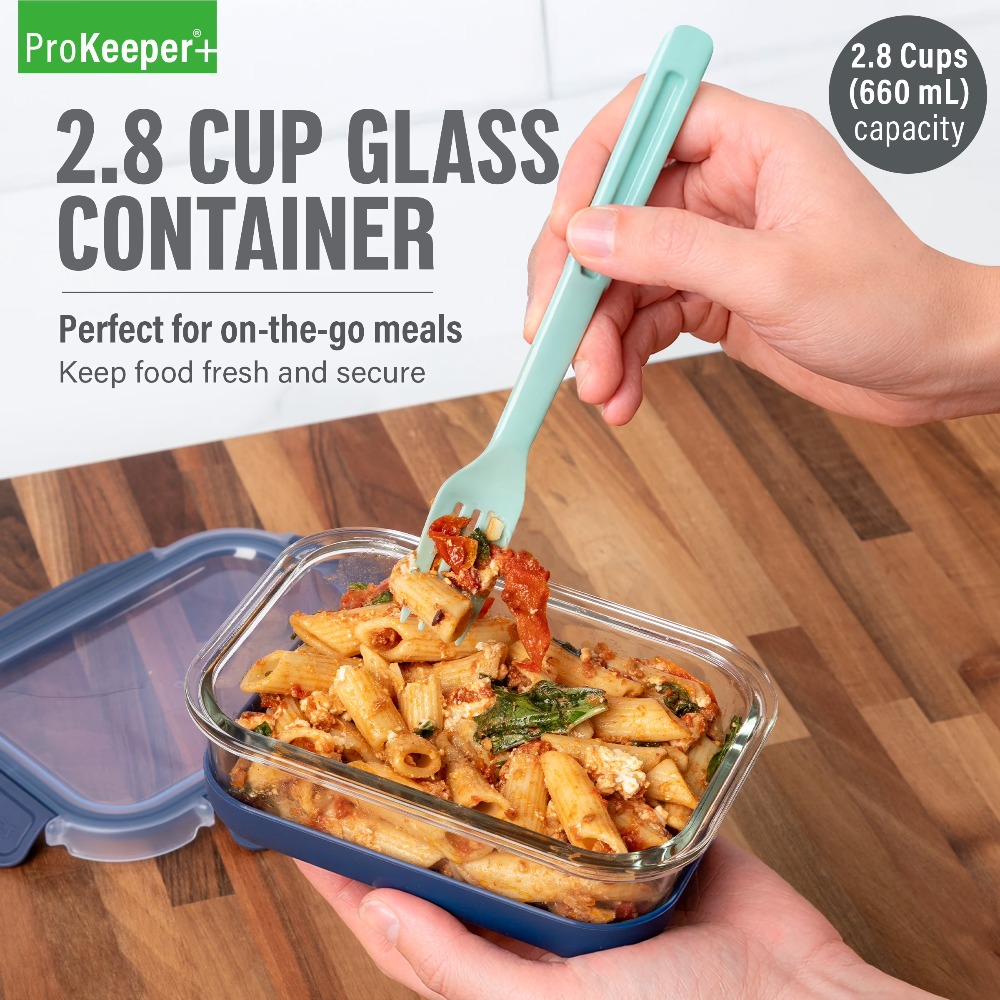 Food Storage Organization - 2,8-Cup Glas-Lebensmittelbehälter mit Silikonboden und luftdichtem