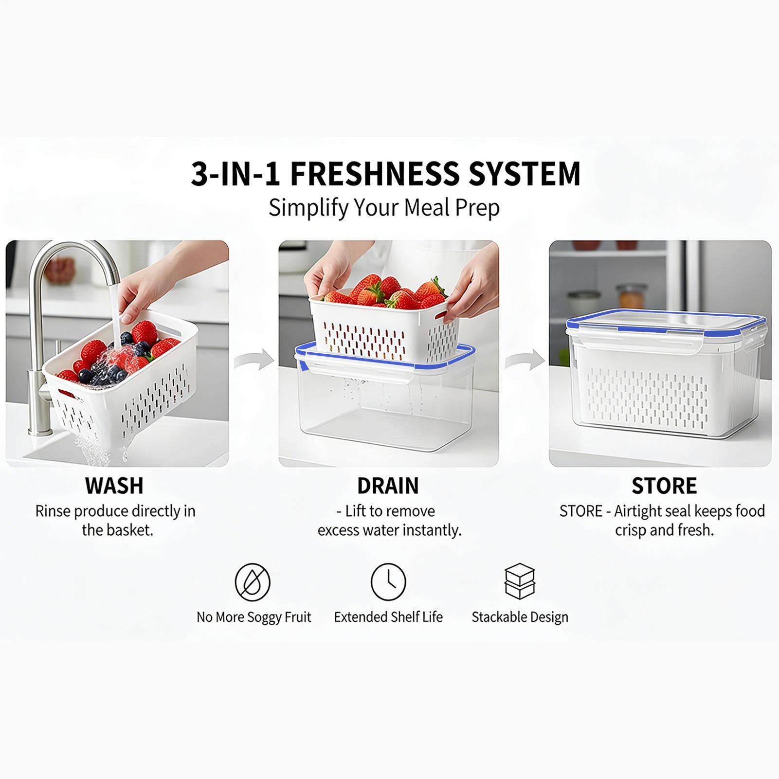 Food Storage And Container - 4-in-1-Lebensmittelbehälter, 4-in-1-transparente, auslaufsichere Behälter mit herausnehmbarem
