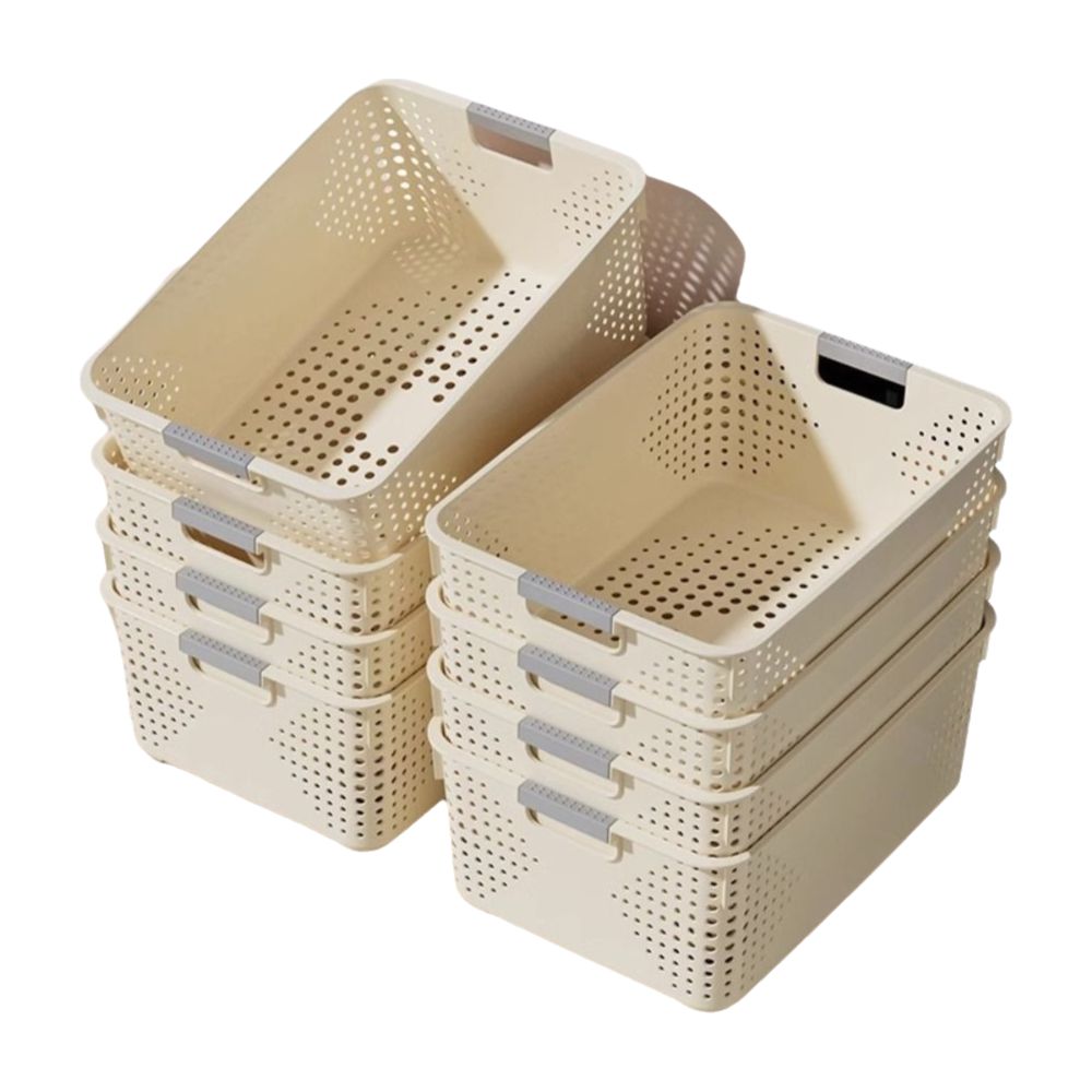Food Storage Without Plastic - Robuster Kunststoff-Aufbewahrungskorb, ausgehöhltes Design, stapelbarer Schreibtisch-Aufbewahrungskorb,