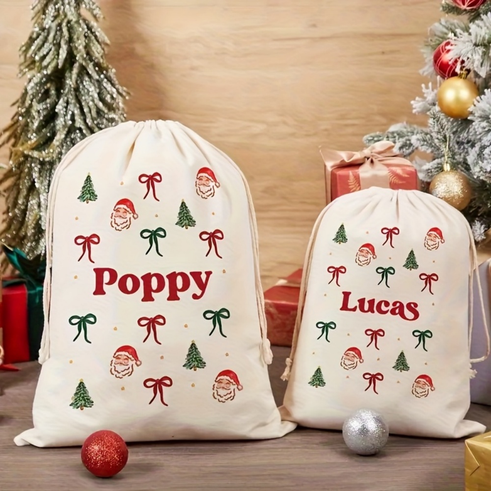 Food Storage In Plants - Personalisierter Einfacher Weihnachtsmann & Weihnachtsschleife Kordelzugbeutel,