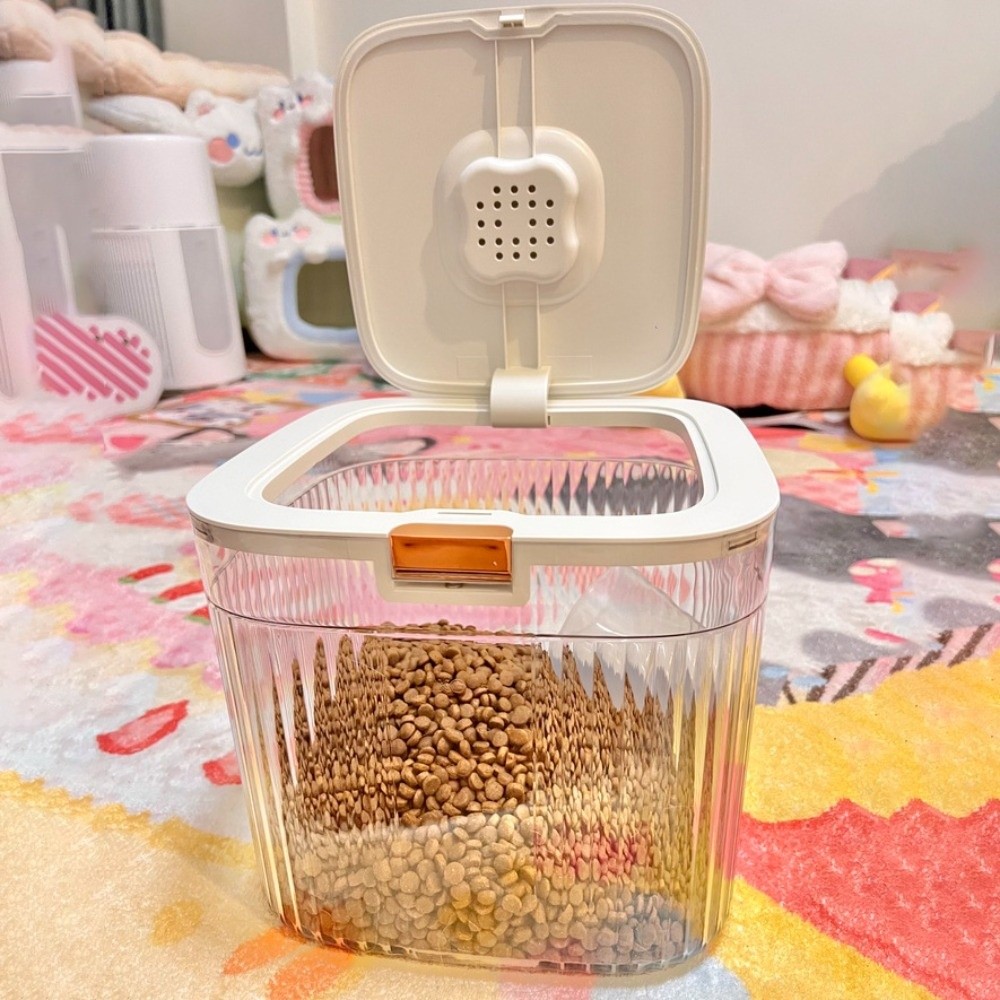Food Storage For Dog - Flip-Cover Hundefutter-Aufbewahrungsbehälter Transparenter Großvolumiger Katzen-Trockenfutter-Behälter Versiegelter