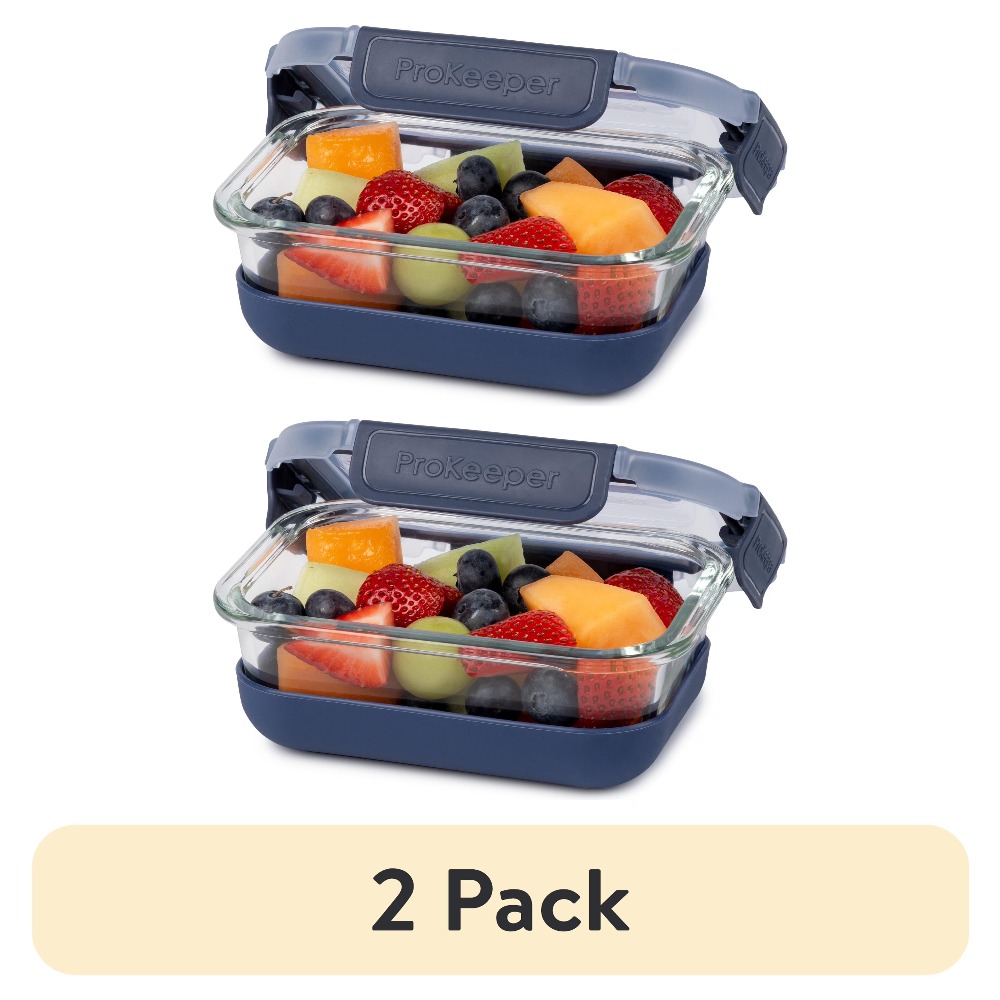 Food Storage Organization - 2er-Pack 1,6-Cup Glas-Lebensmittelbehälter mit rutschfesten Silikonboden-Deckeln,
