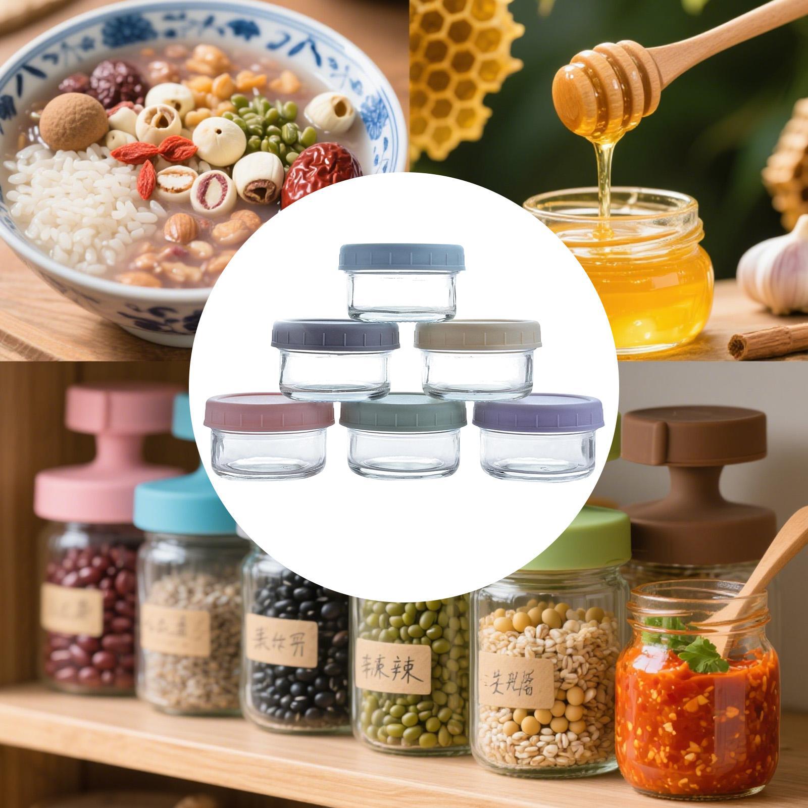 Food Storage Glass Container Set - Mini-Glasbehälter mit Auslaufsicheren Deckeln Nachfüllbare Runde