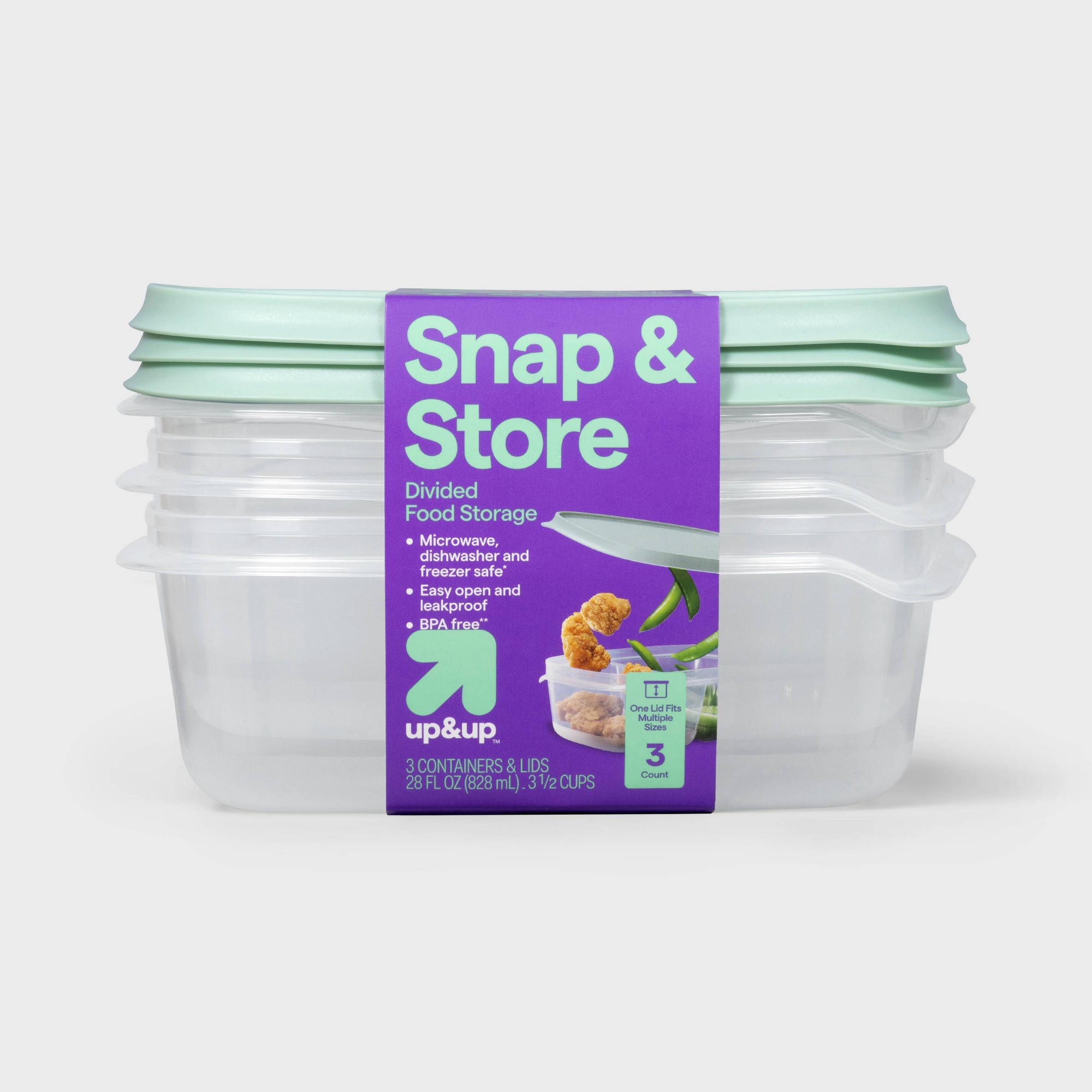 Food Storage Organization - 3-teilige durchsichtige Kunststoff-Lebensmittelbehälter mit Schnappverschlüssen für
