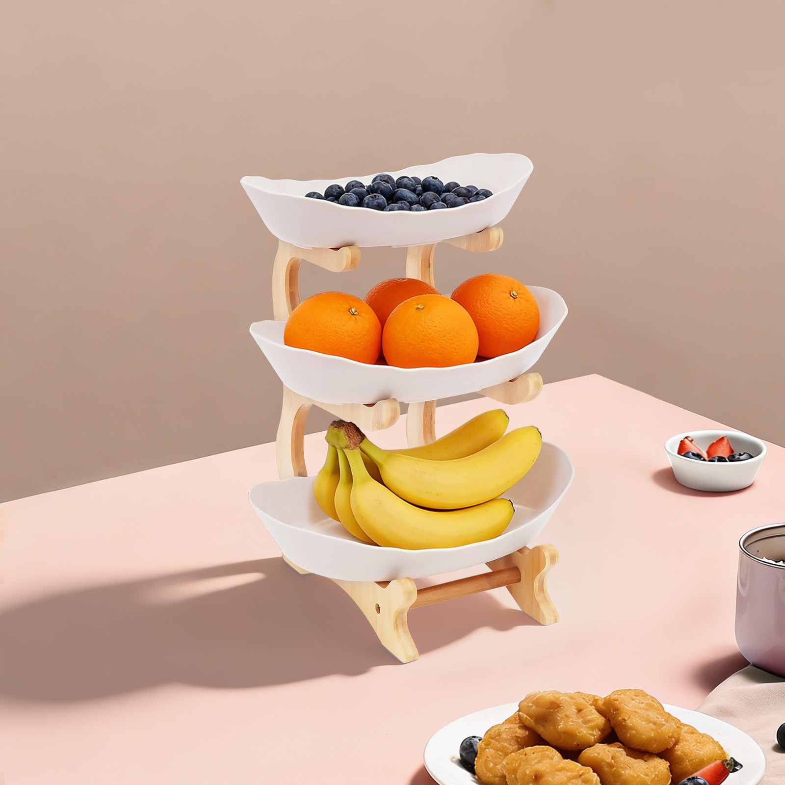 Food Storage Rack For Kitchen - Etagenförmiges Gemüse- und Obstregal: Dreistufiger Stapelbarer