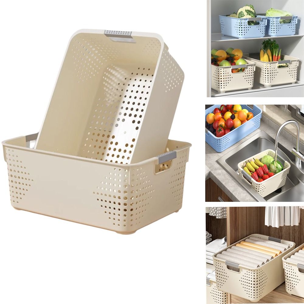 Food Storage Without Plastic - Langlebiger Kunststoff-Aufbewahrungskorb Stapelbar mit Hohldesign Desktop-Aufbewahrungskorb
