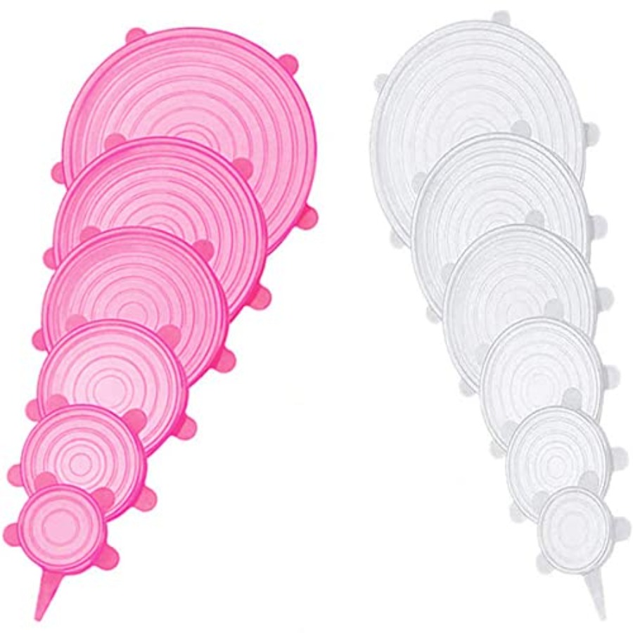 Silicone Stretch Lid - 12-teiliges Set Silikon-Stretchdeckel, 6 Größen, wiederverwendbare