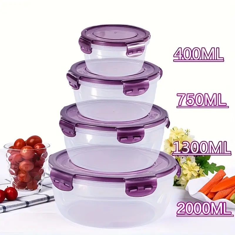 Food Storage For Camping - 4 Plastik-Lebensmittelbehälter, Lunchboxen, Geeignet für Kantinen,