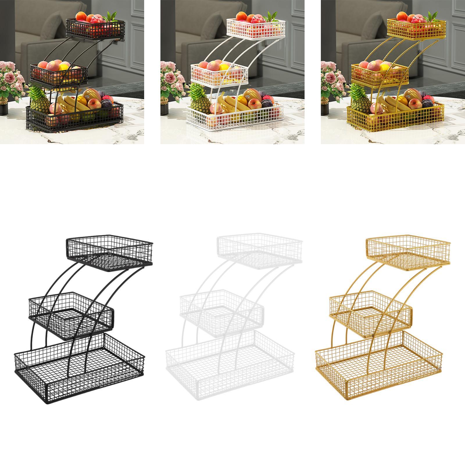 Food Storage Rack For Kitchen - Dreistufiger Eisen-Obstkorb für die Küchenarbeitsplatte, Gemüse-Organizer,