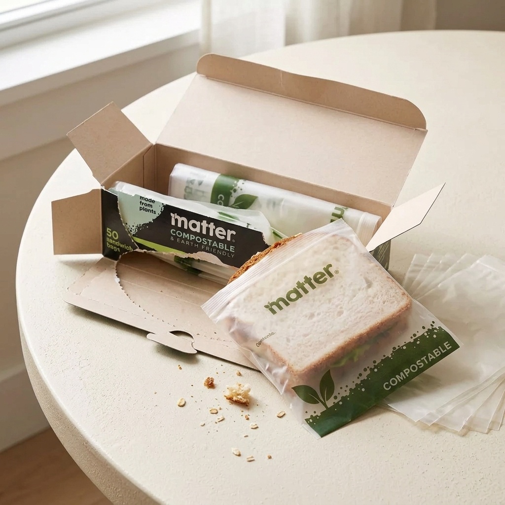 Food Storage In Plants - 50 Stück Kompostierbare Sandwich-Beutel Pflanzenbasierte Heim-