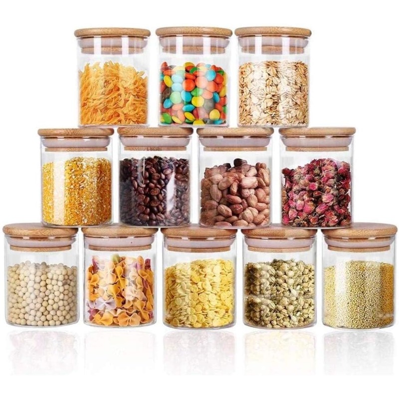 Food Storage Glass Containers Large - 12-Glasgläser-Set mit luftdichten Deckeln und Etiketten