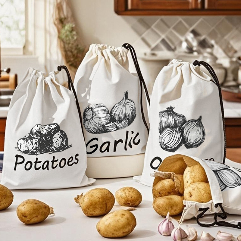 Food Storage Zipper Bags - Aufbewahrungsbeutel mit Kartoffel-, Zwiebel- und Knoblauchmuster,