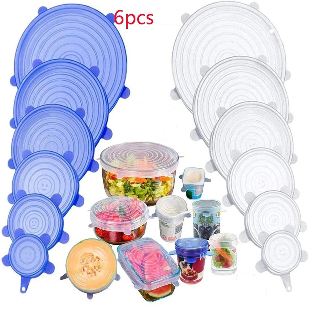 Silicone Stretch Lid - 6 Stück nützliche, wiederverwendbare Frischhalteabdeckungen, Küchenhelfer,