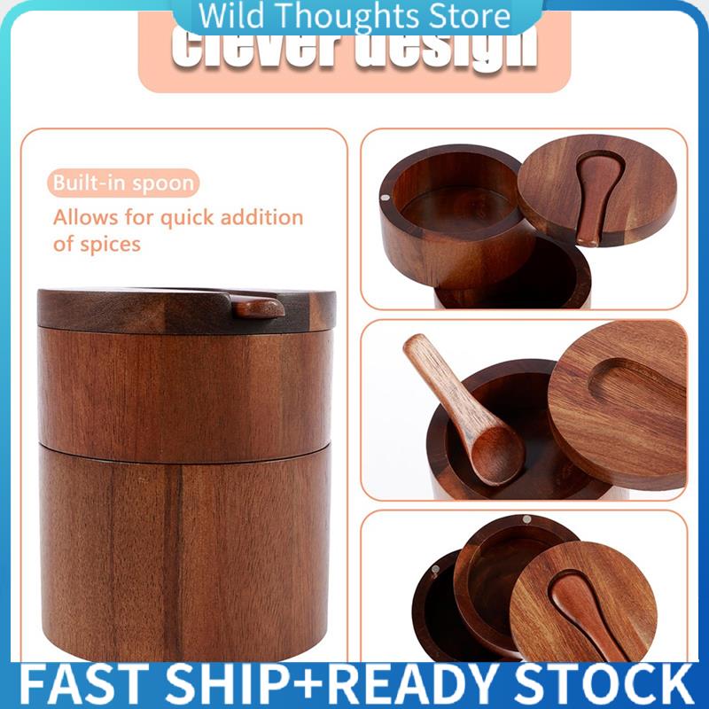 Herb Keeper Container - Salzstreuer aus Holz, 2-stöckiger Gewürzbehälter, kleine