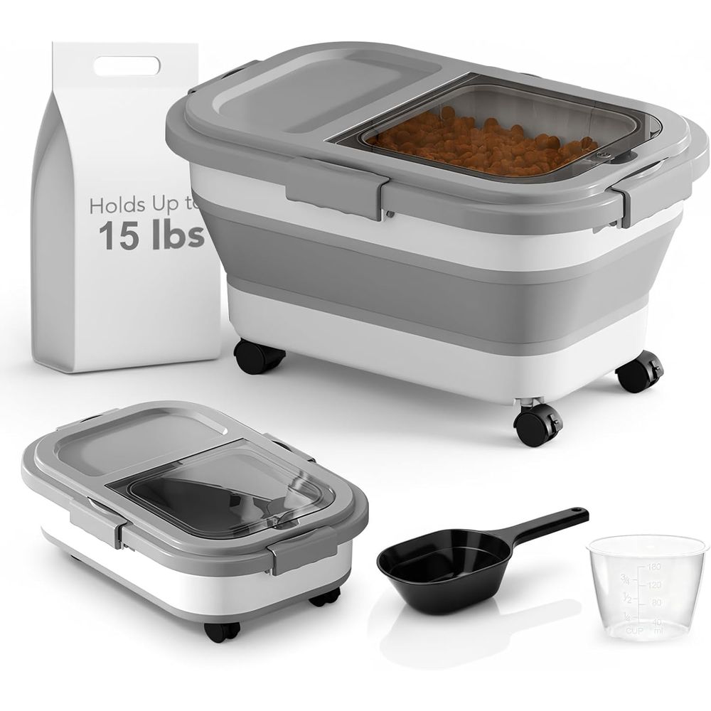 Food Storage For Dog - 15 Pfund Futterbehälter für Hunde/Katzen, zusammenklappbare