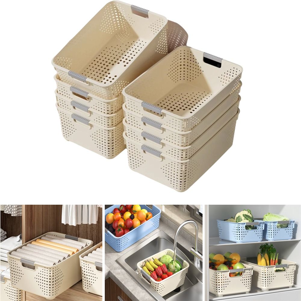Food Storage Without Plastic - Langlebiger Kunststoff-Aufbewahrungskorb mit Hohldesign, Stapelbarer Snackkorb,