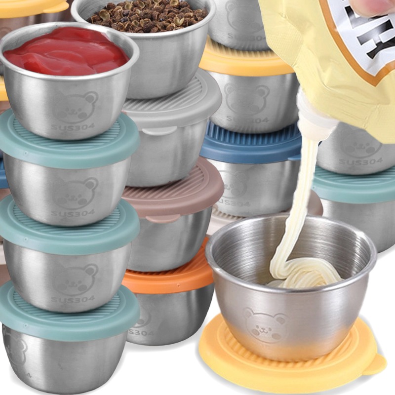 Silicone Stretch Lid - 10/1pc 50ml Auslaufsichere Edelstahl Tauch Sauce