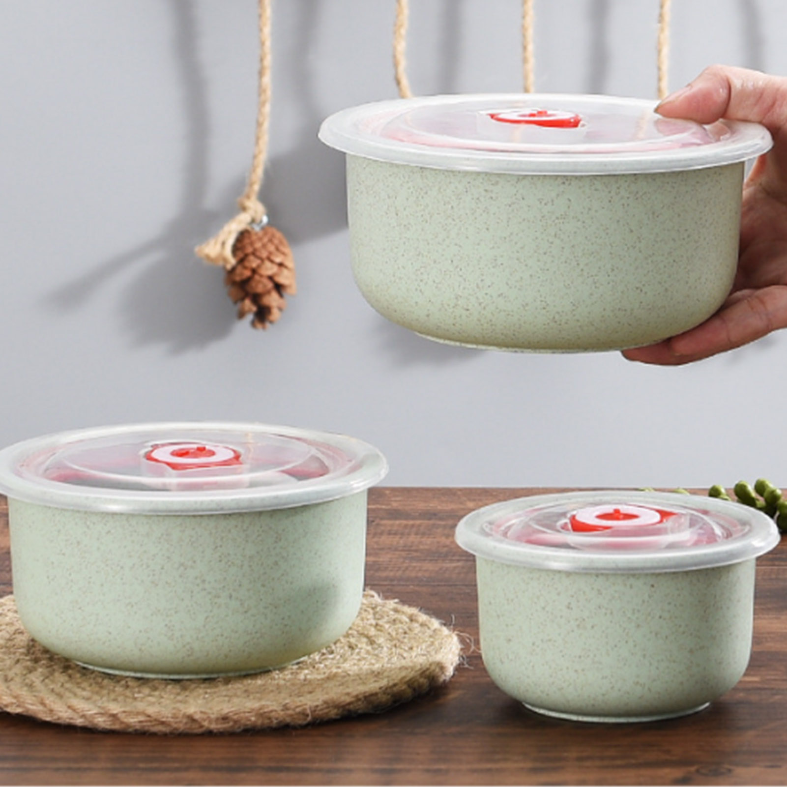 Food Storage Without Plastic - 3-teiliges Set Lebensmittel-Aufbewahrungsbehälter Bento-Box Leichtgewichtige Behälter