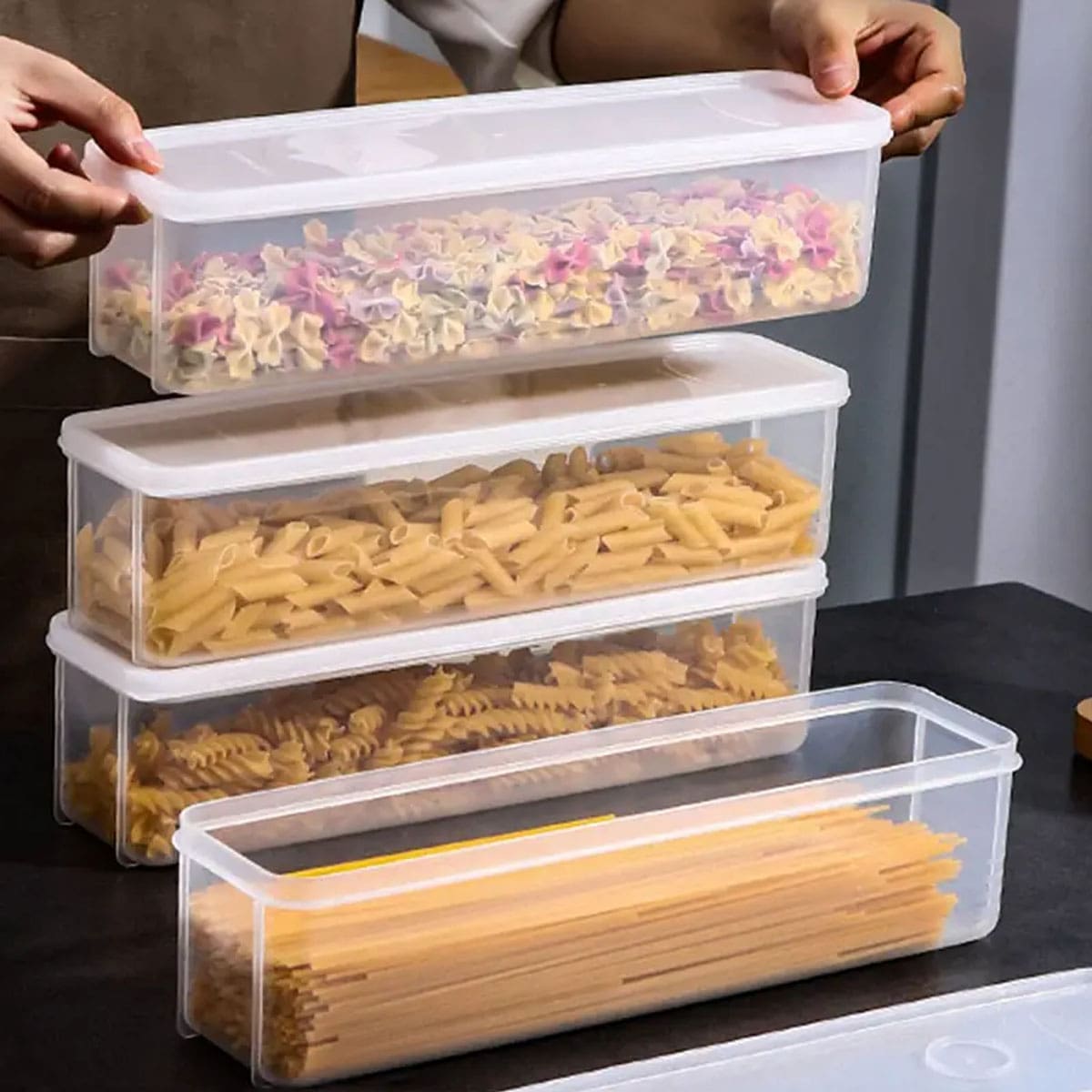 Food Storage Cupboard - 1 transparente Kunststoff-Aufbewahrungsbox, Kühlschrank-Frischhaltebox mit Deckel,
