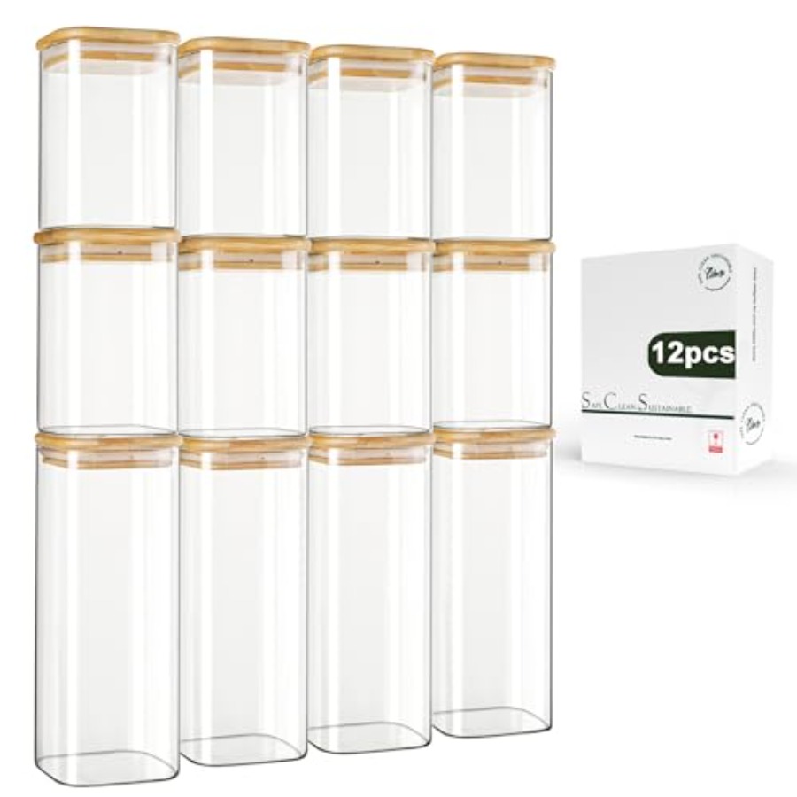 12er-Pack Quadratische Glas-Au – Food Storage Organization Bewertung und Preis