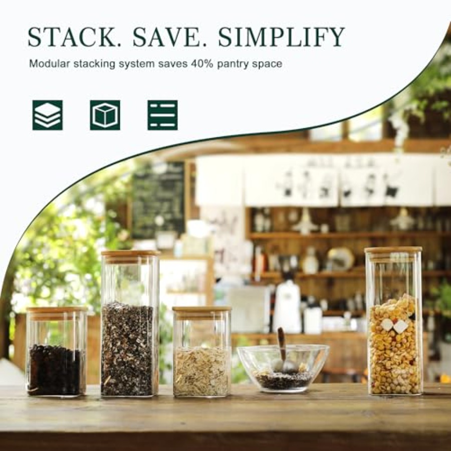 12er-Pack Quadratische Glas-Au – Food Storage Organization Bewertung und Preis