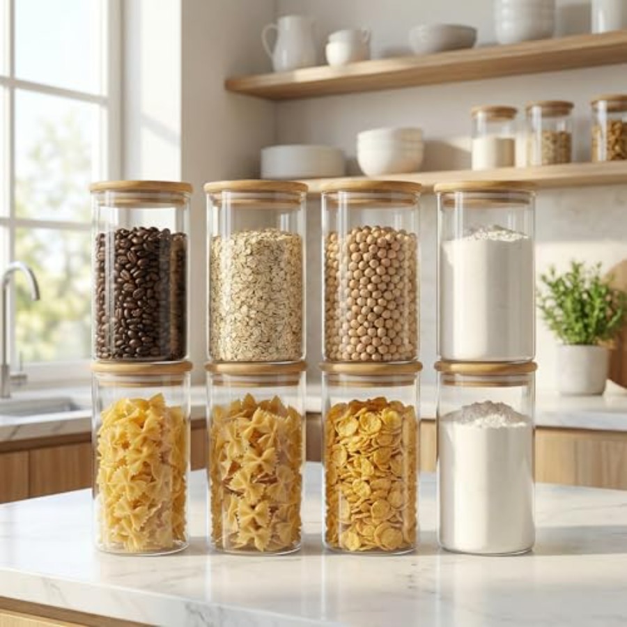 Glasbehälter mit Bambusdeckeln – Food Storage Glass Container Set Bewertung und Preis