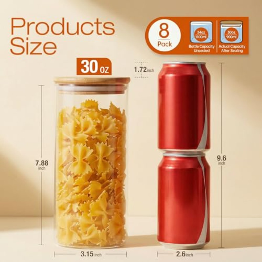 Glasbehälter mit Bambusdeckeln – Food Storage Glass Container Set Bewertung und Preis